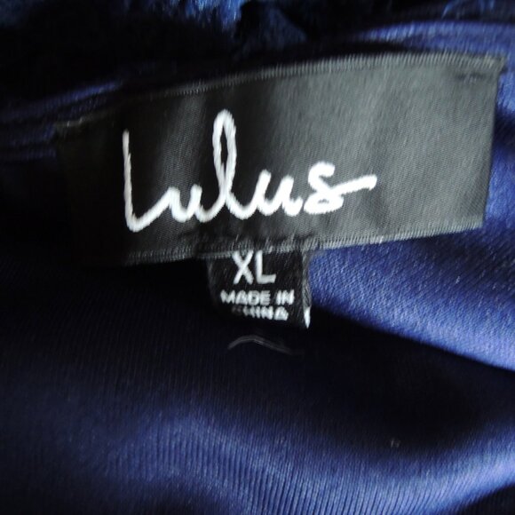 Lulus Blue Floral Lace Overlay Cocktail Sheath Dress XL - Picture 8 of 9